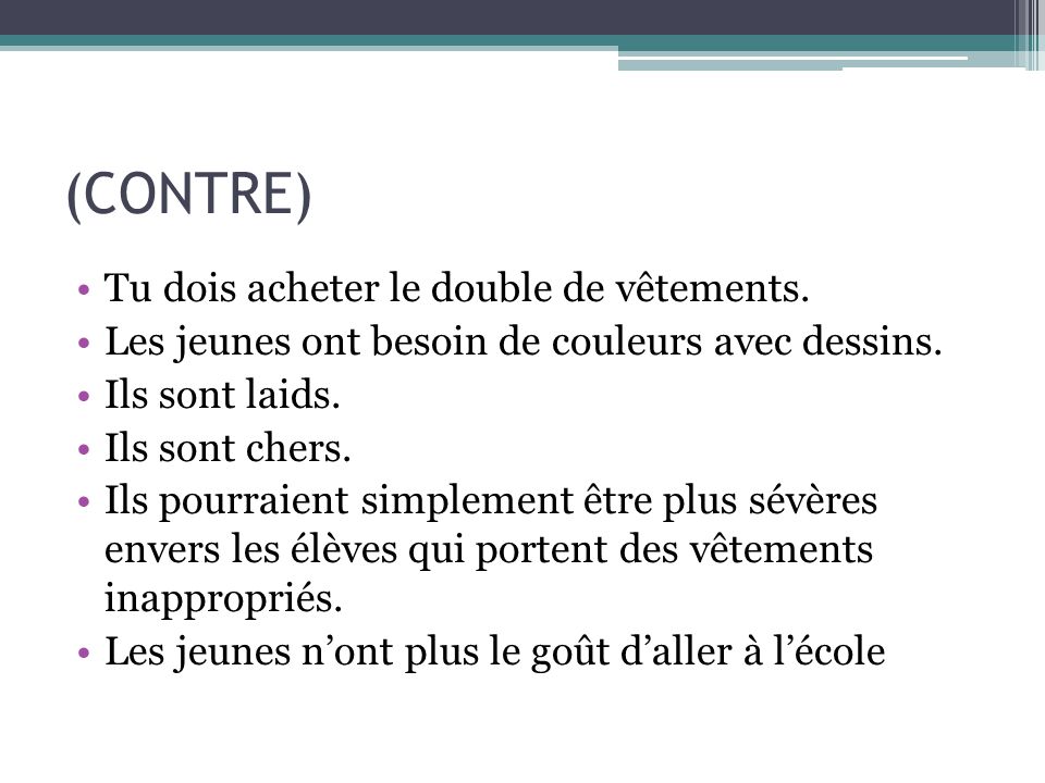 Devrait Ordonnance comment utiliser pour ou contre l uniforme à l école